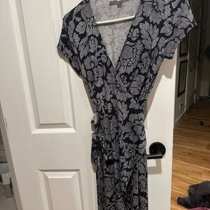 LOFT Black and White Floral Maxi Dress